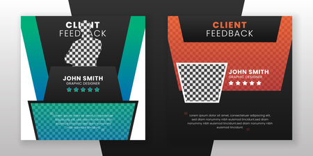 Client testimonial and customer feedback web banner social media flyer rating quote design templateのイラスト素材