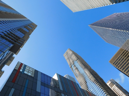 View To The Sky Surrounded By Skyscrapers Of The City
