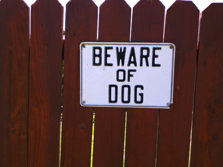 Beware of Dog Signの写真素材