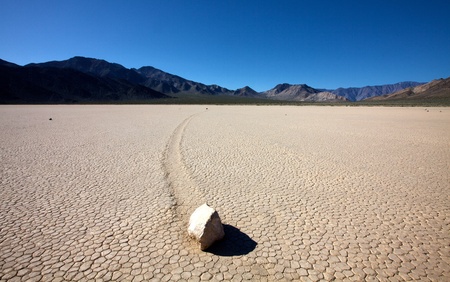 Sliding Rocks on Racetrack Floor in Death Valley National Park, California の写真素材