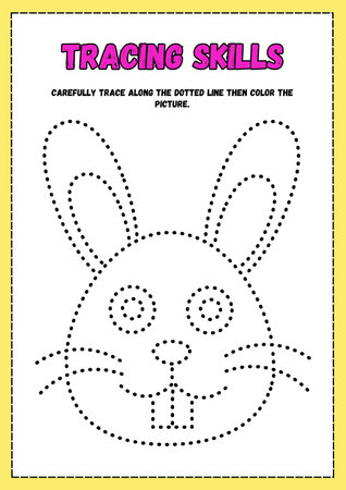 Tracing worksheet for practicing fine motor skills - tracing dashed linesの素材