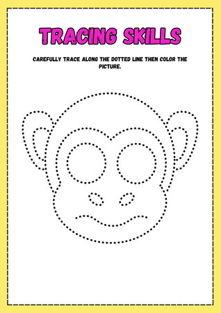 Tracing worksheet for practicing fine motor skills - tracing dashed linesの素材