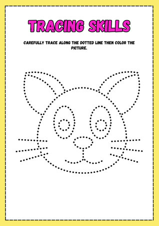 Tracing worksheet for practicing fine motor skills - tracing dashed linesの素材