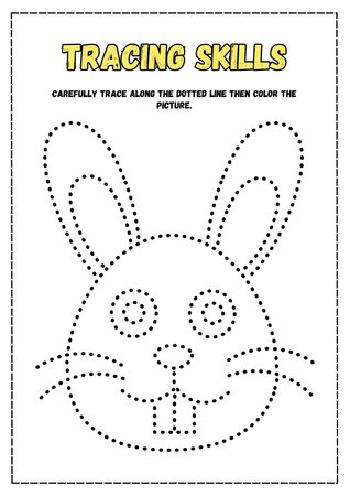 Tracing worksheet for practicing fine motor skills - tracing dashed linesの素材