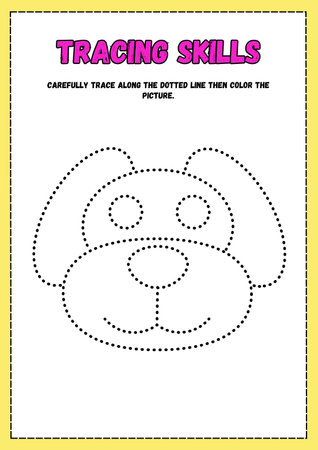 Tracing worksheet for practicing fine motor skills - tracing dashed linesの素材