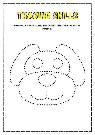 Tracing worksheet for preschool children. Simple educational game for kids.の素材