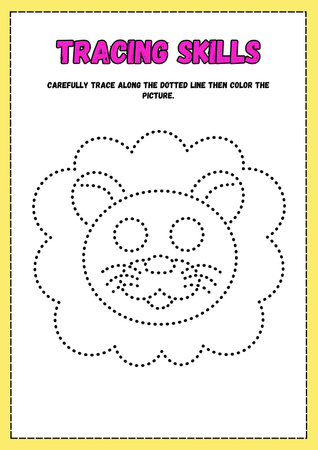 Tracing worksheet for practicing fine motor skills - tracing dashed linesの素材