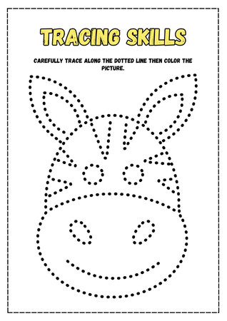 Tracing worksheet for practicing fine motor skills - tracing dashed linesの素材