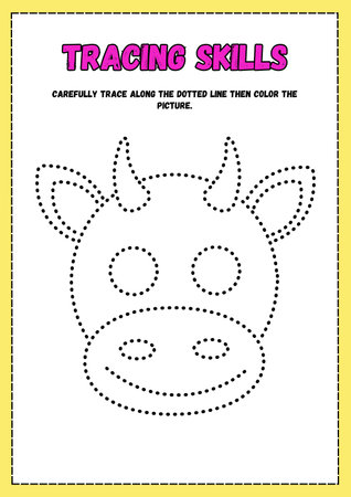 Tracing worksheet for practicing fine motor skills - tracing dashed linesの素材