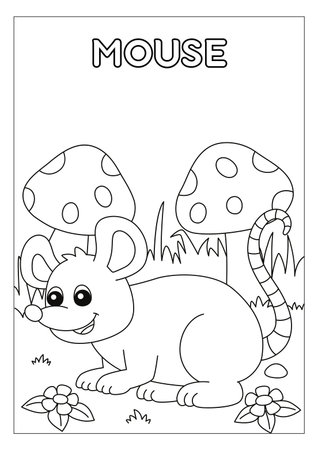 Coloring book for children: mushroom. Coloring page for kids.の素材