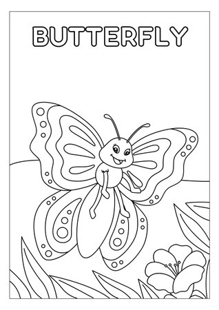 Coloring page for children. Coloring book for kids. Butterfly.の素材