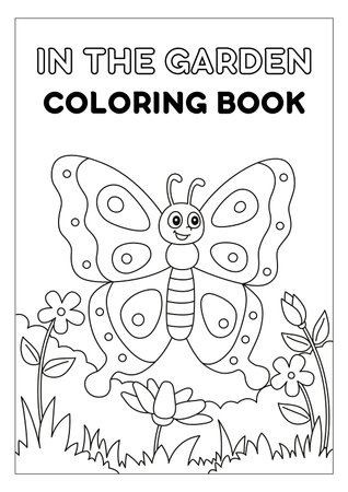 Coloring book or page for kids. Black and white vector illustration of butterfly.の素材