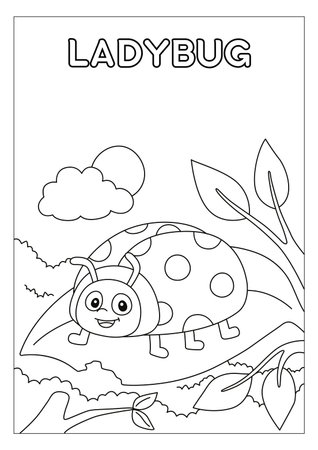 Coloring page for children. Coloring book for kids. Cartoon ladybug.の素材