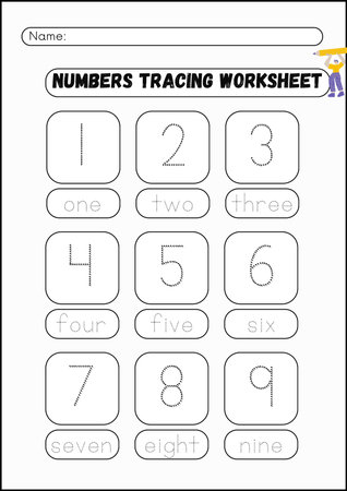 Vector set of numbers for children and adults. Black and white versionの素材