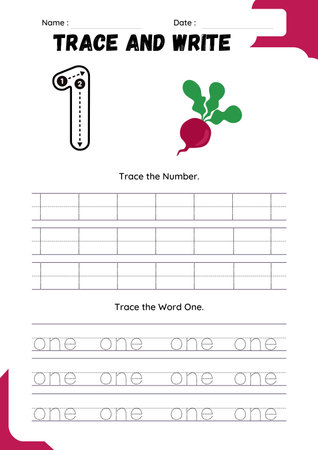Trace and write. Preschool worksheet. Vector illustration.の素材