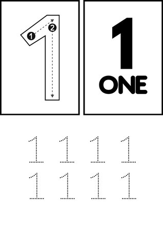 Number one and one in black and white. Vector illustration. Eps 10の素材