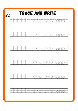 Trace and write exercise for children. Writing practice. Vector illustration.の素材