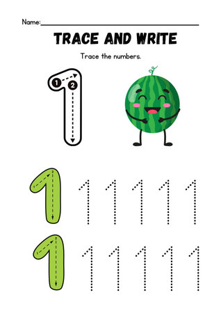 Trace and write. Worksheet for learning numbers. Vector illustrationの素材