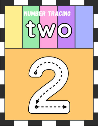 Numbers game for children. Number two. Vector illustration in flat styleの素材