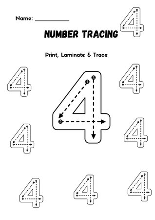 Tracing numbers for kids. Educational game for children. Vector illustration.の素材
