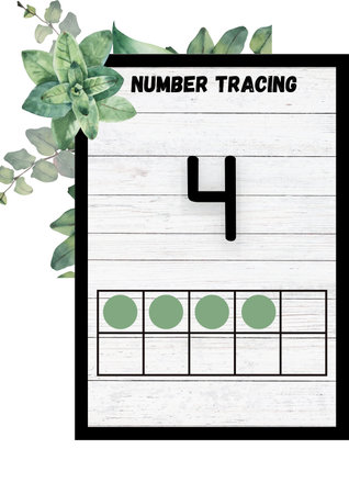 Numerical table with green leafs and numbers, vector illustrationの素材