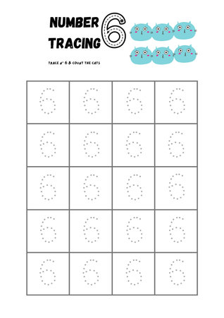 Numerical tracing worksheet for preschool children. Educational game for kids.の素材