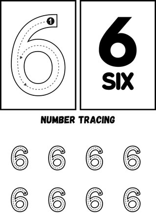 Numbers set for kids learning to count and write. Vector illustration.の素材