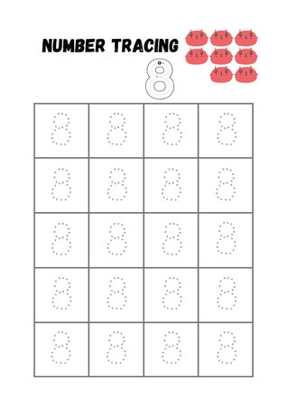 Numerical tracing worksheet. Educational game for children. Vector illustrationの素材