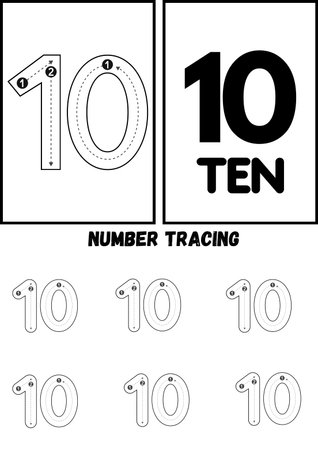 Numbers set 1-10 in black and white, vector illustration.の素材