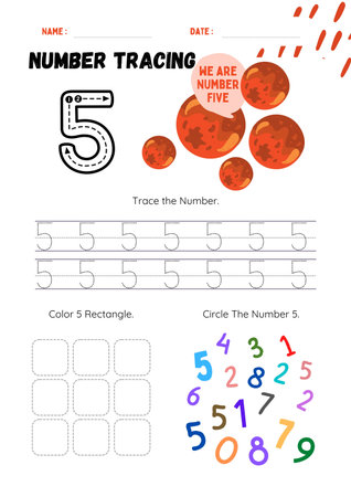 Learning to write a number. Writing practice. Learning numbers. Vector illustrationの素材