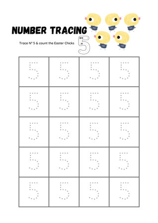 Numerals tracing practice worksheet. Learning numbers for preschool kids.の素材