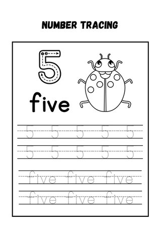 Letter J uppercase and lowercase alphabet tracing practice worksheet with cute cartoon ladybug.の素材