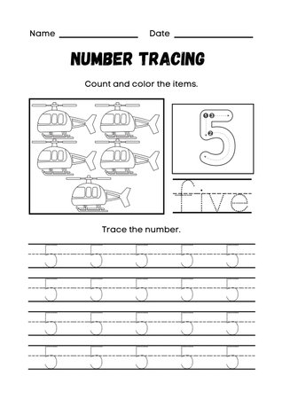 Tracing worksheet for learning numbers. Writing practice for children.の素材