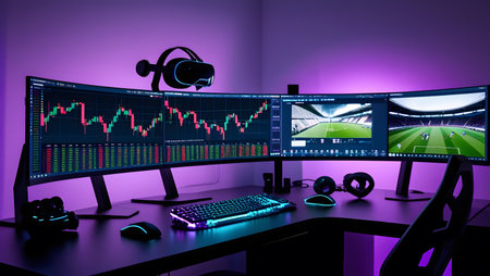 Computer monitor with stock market chart on the screen. 3d renderingの素材
