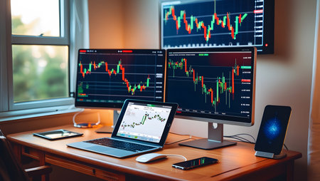 Stock market or forex trading graph and candlestick chart suitable for financial investment concept. Economy trends background for business idea and all art work design.の素材