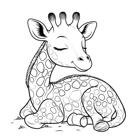 Coloring book for children: cute giraffe. Hand drawn vector illustration.の素材