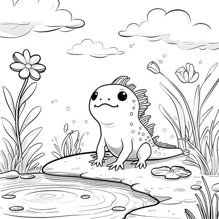 Coloring Page Outline Of Cute Dinosaur Vector Illustration.の素材