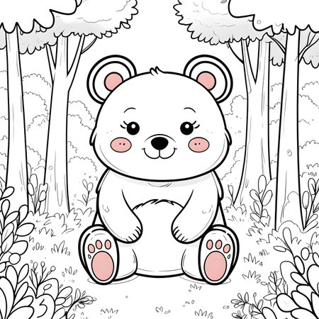 cute bear animal cartoon in the forest vector illustration eps 10の素材