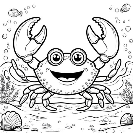 Coloring Page Outline Of Cartoon Crab. Vector Illustration.の素材