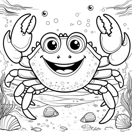 Coloring book for children: crab in the sea. Vector illustrationの素材