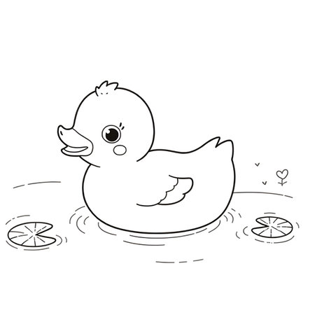 Duck swimming in the lake. Vector illustration for coloring book.の素材