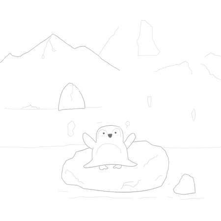 Cute penguin on an ice floe. Vector illustration.の素材