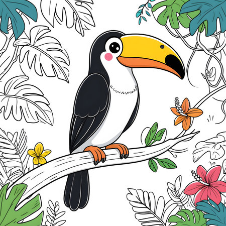 Toucan cartoon design, Animal cute zoo life nature and fauna theme Vector illustrationの素材