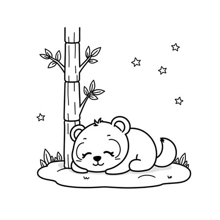 cute little bear sleeping in the camp vector illustration designicon vector illustration designの素材