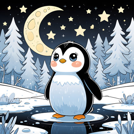 Illustration of a Cute Owl Sitting on a Tree Stumpの素材