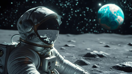 Astronaut in outer space. Elements of this image furnished by NASAの素材