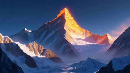 Beautiful mountain landscape - 3D Rendered Computer Artwork.の素材