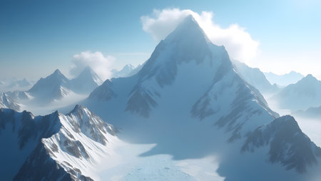 Beautiful landscape with mountains and blue sky. 3d rendering.の素材