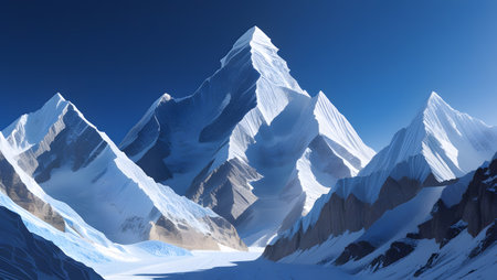 Snowy mountains in the Himalayas, Nepal. 3D renderingの素材
