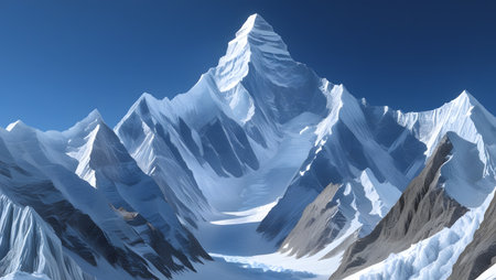 Fantasy landscape with mountains and blue sky. 3D illustration.の素材